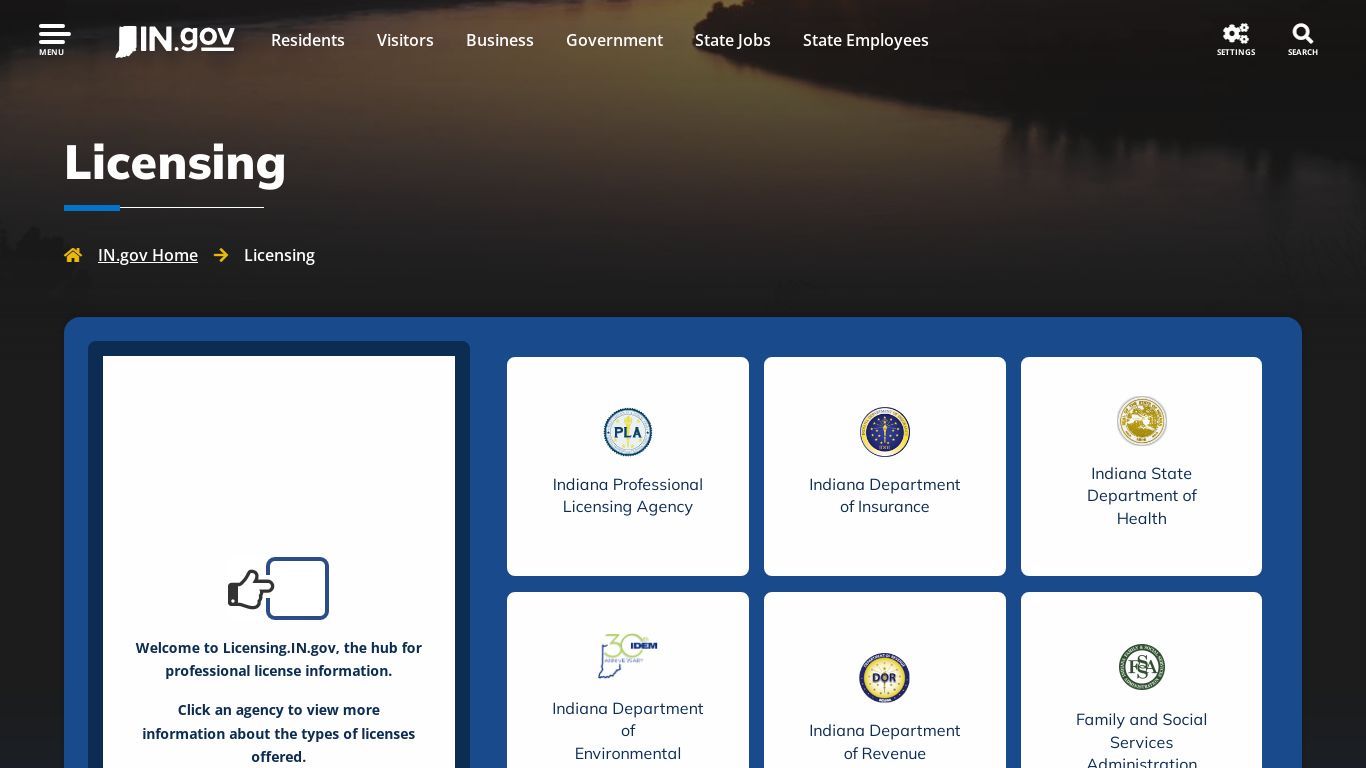 IN.gov | Licensing - Indiana